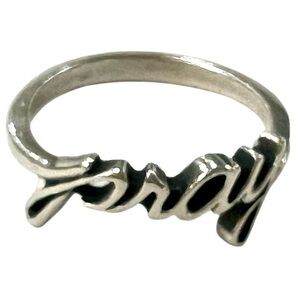 Vintage James Avery Pray Ring Sterling Silver 925 Candelabra Hallmark Size 6.5–7